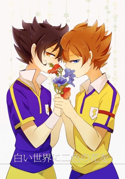 白い世界に二色の花を